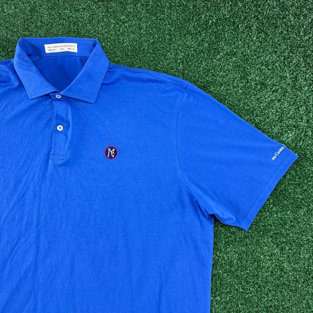 Holderness & Bourne Men's Short Sleeve Polo Shirt Size 2XL XXL Blue Stretch